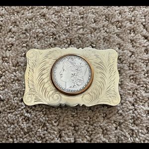 Vintage Comstock German Silver Morgan 1880 Western Belt Buckle